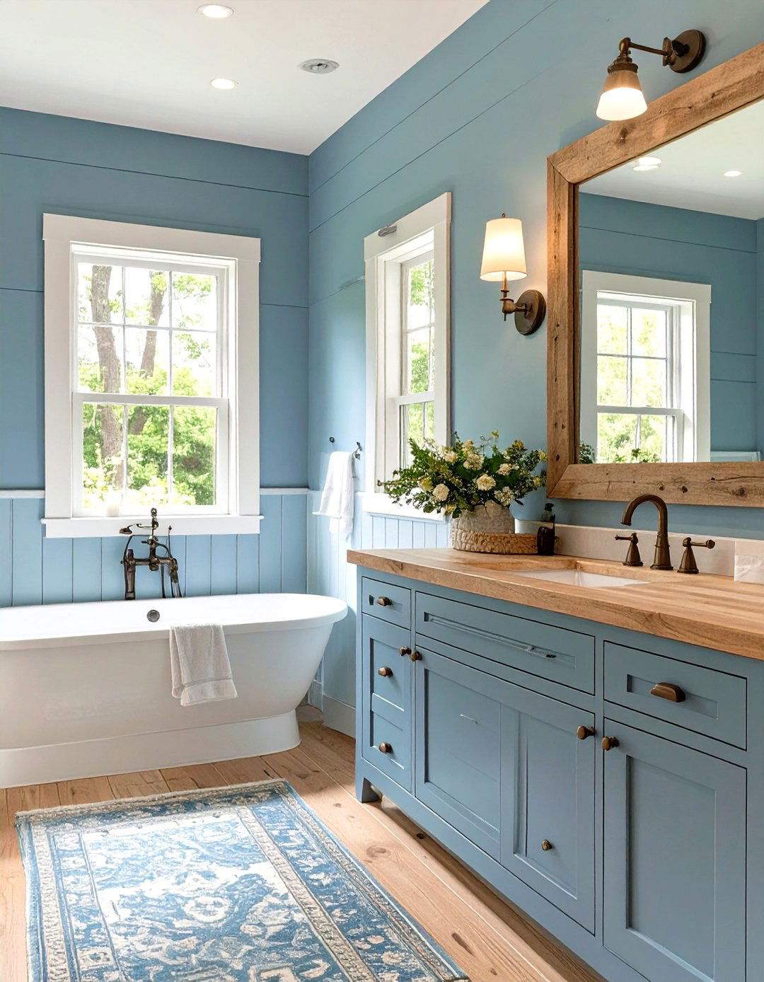 Soft Blue Farmhouse Bathroom - 30 farmhouse bathroom ideas