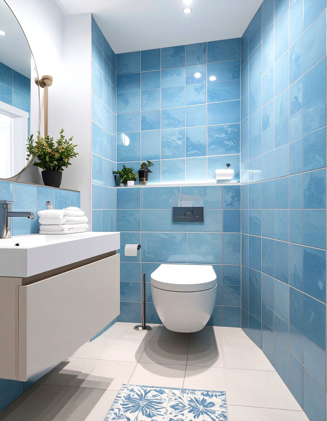 Soft Blue Glazed Ceramic Bathroom - 30 bathroom tile ideas for small bathrooms