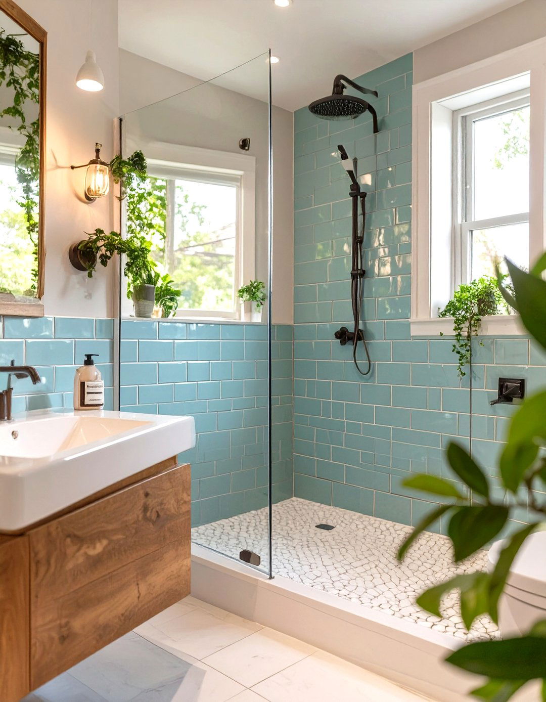 Soft Blue Glazed Shower Tiles - 30 shower tile ideas 2025