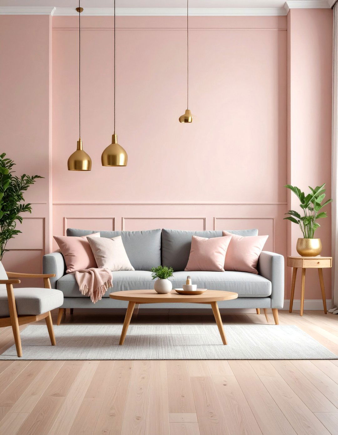 Soft Blush Pink Accent Wall In A Living Room - 30 living room paint ideas with accent wall