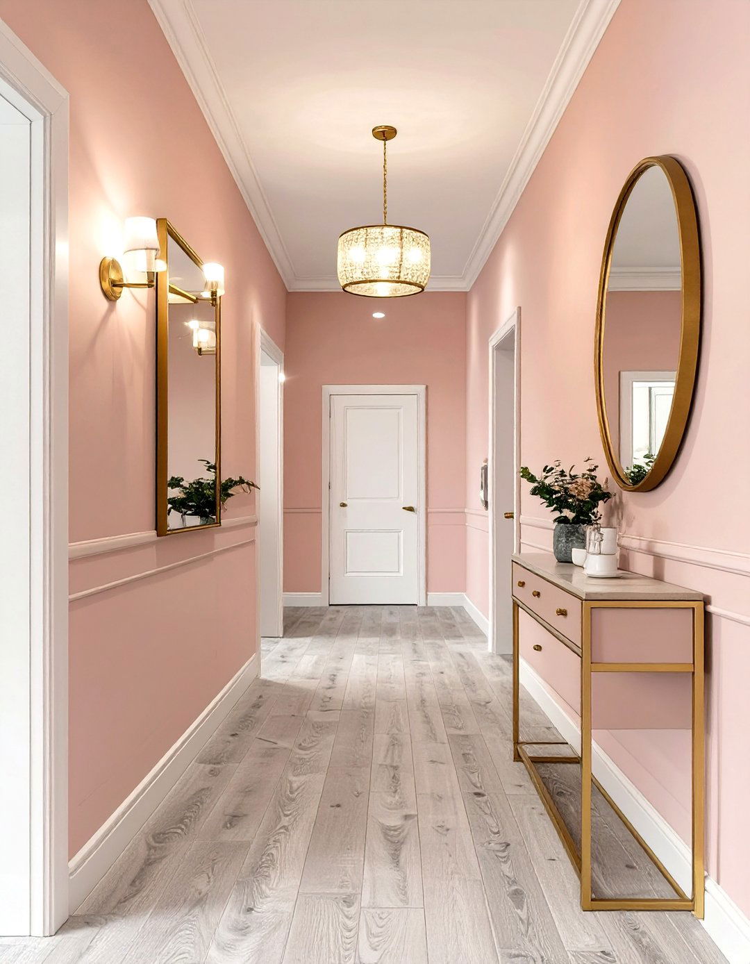 Soft Blush Pink Hallway - 30 hallway paint ideas