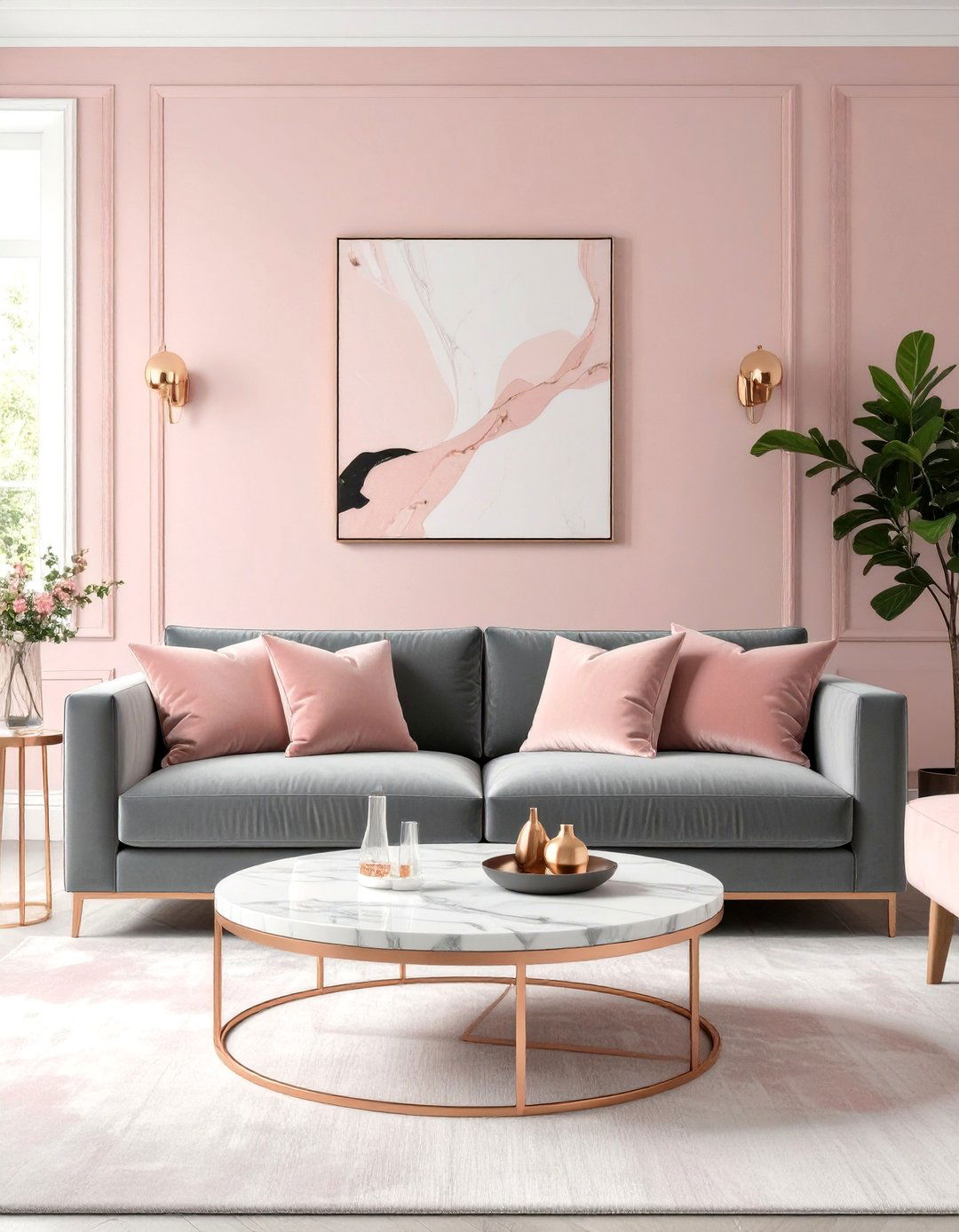 Soft Blush Pink Living Room - 30 house paint color ideas