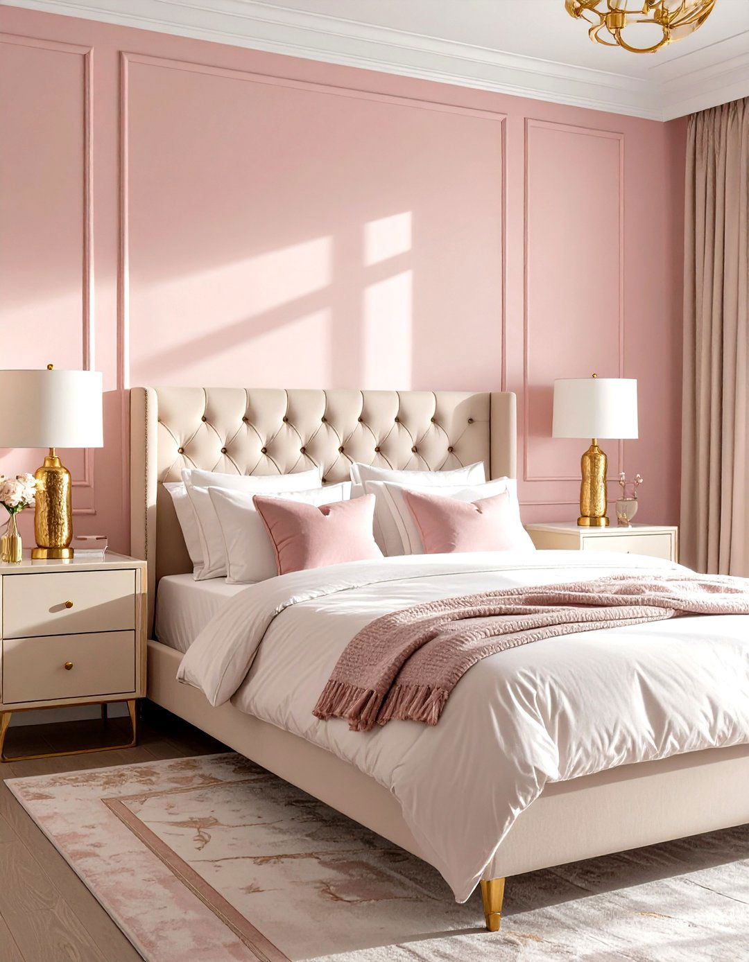 Soft Pastel Bedroom with Gold Accents - 30 women bedroom ideas