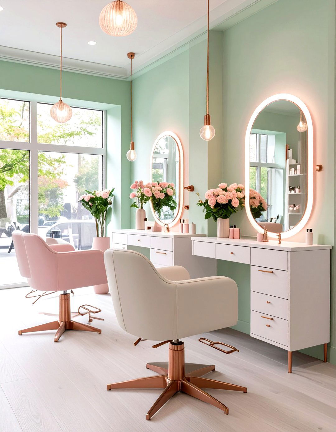 Soft Pastel Salon Dream - 30 low budget beauty salon interior design ideas