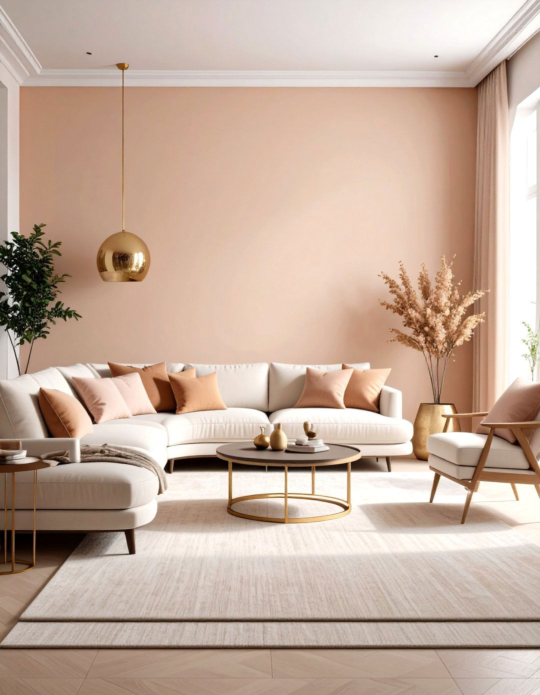Soft Peach Fuzz Living Room - 30 living room painting ideas