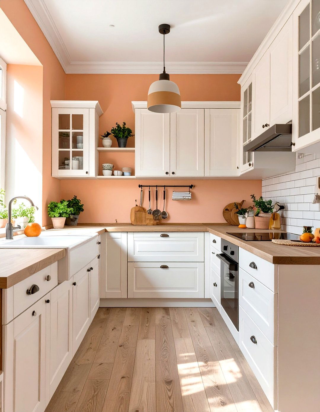 Soft Peach Wall Small Kitchen - 30 small kitchen color ideas