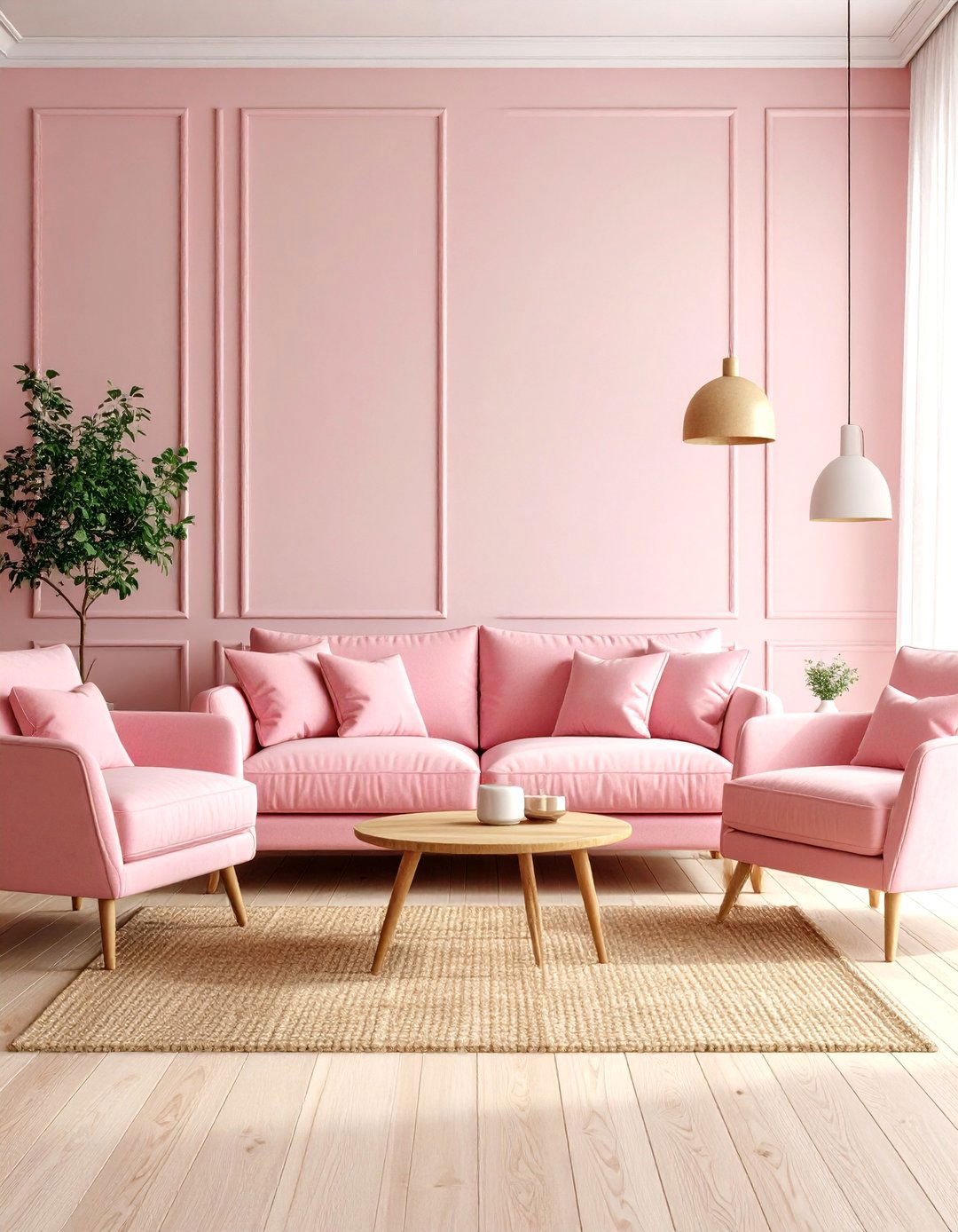 Soft Pink Linen Upholstery - 30 pink living room ideas