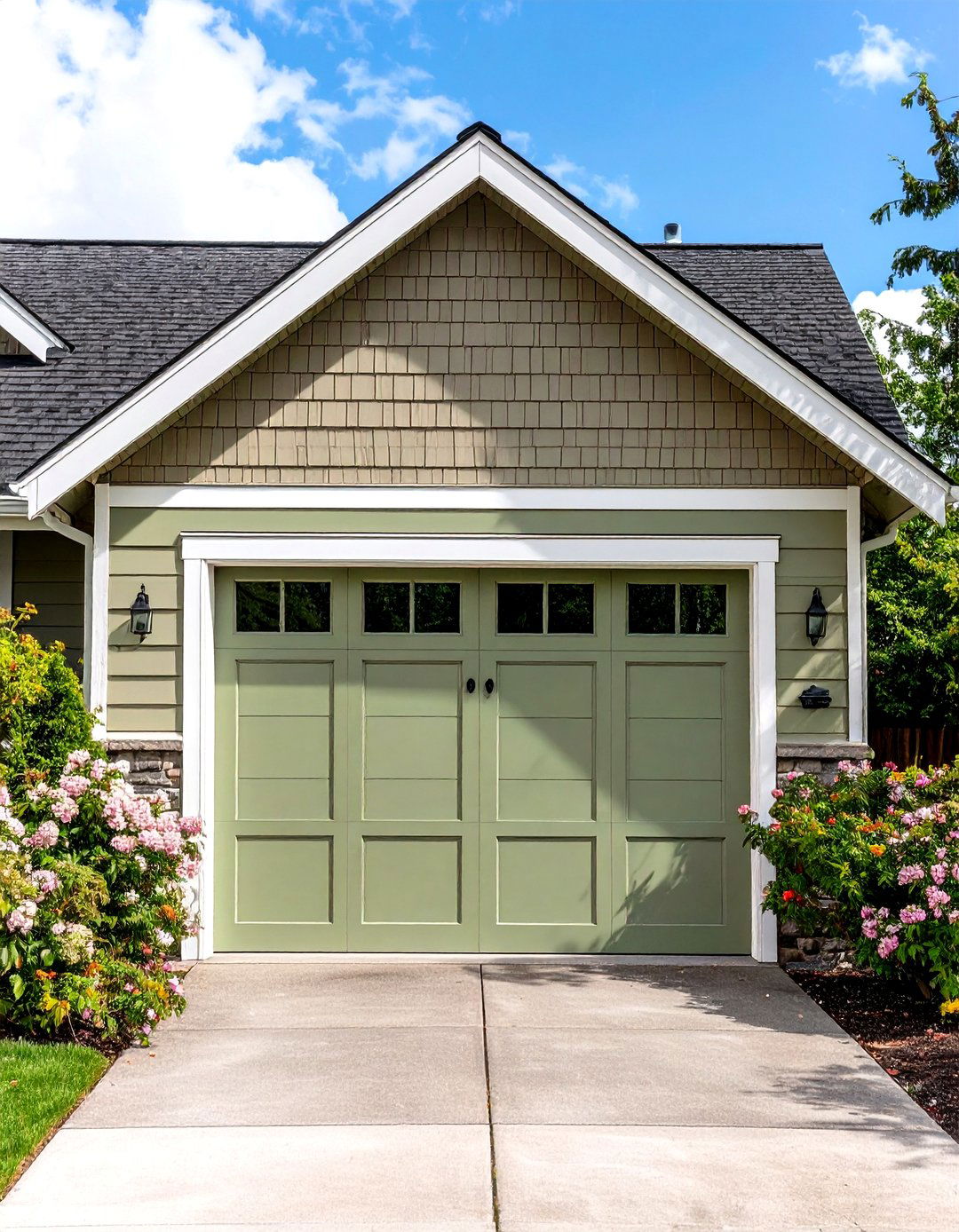 Soft Sage Green - 30 garage door color ideas