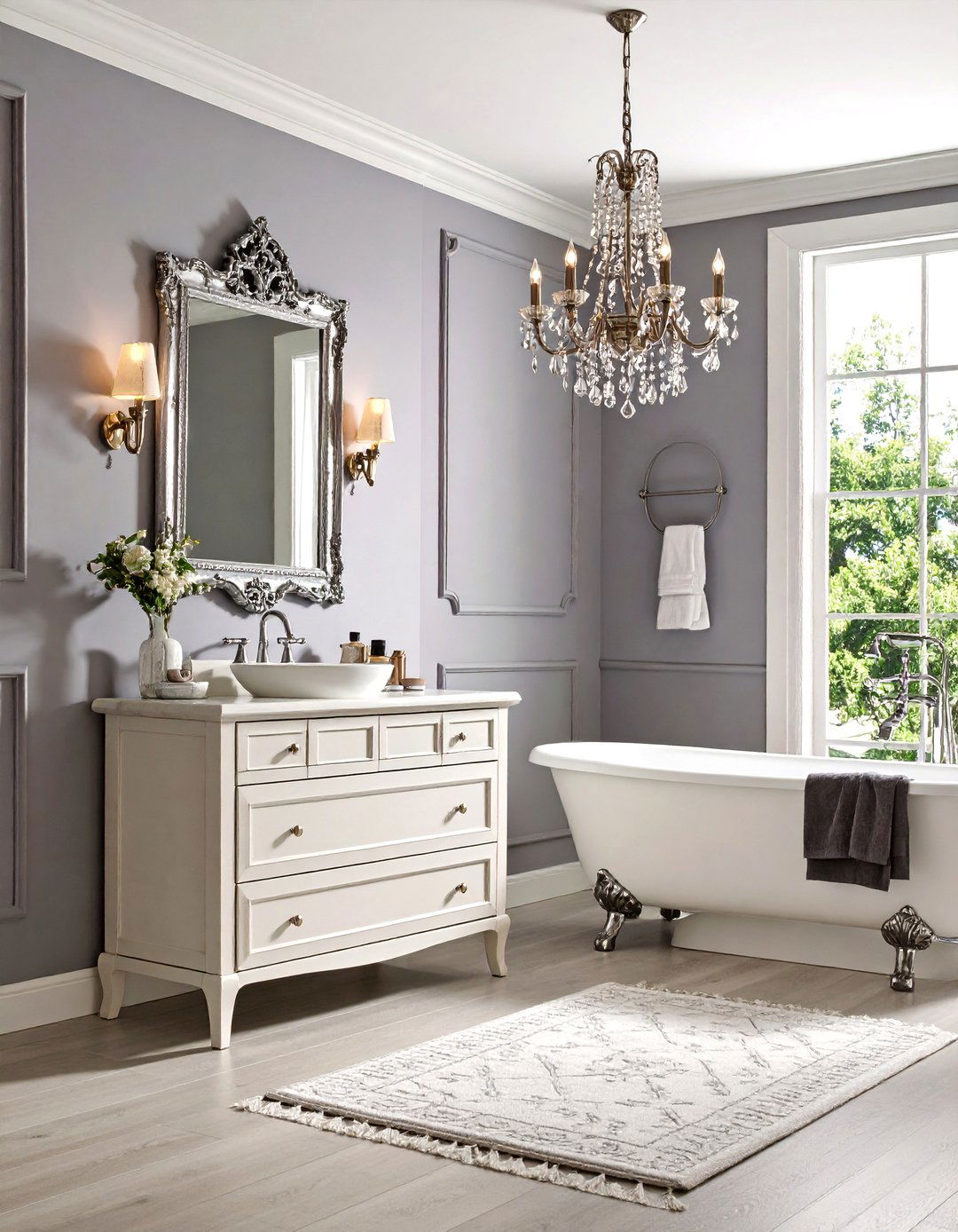Soft and Feminine Gray Bathroom - 30 gray and white bathroom ideas