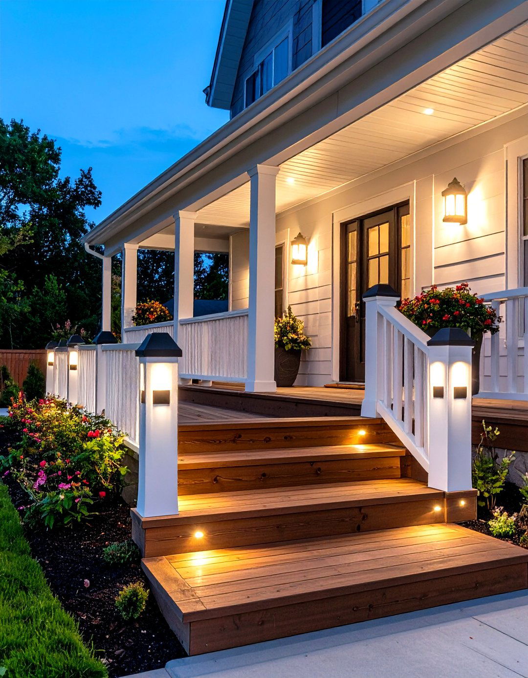 Solar Cap Light Porch Steps - 30 porch steps ideas