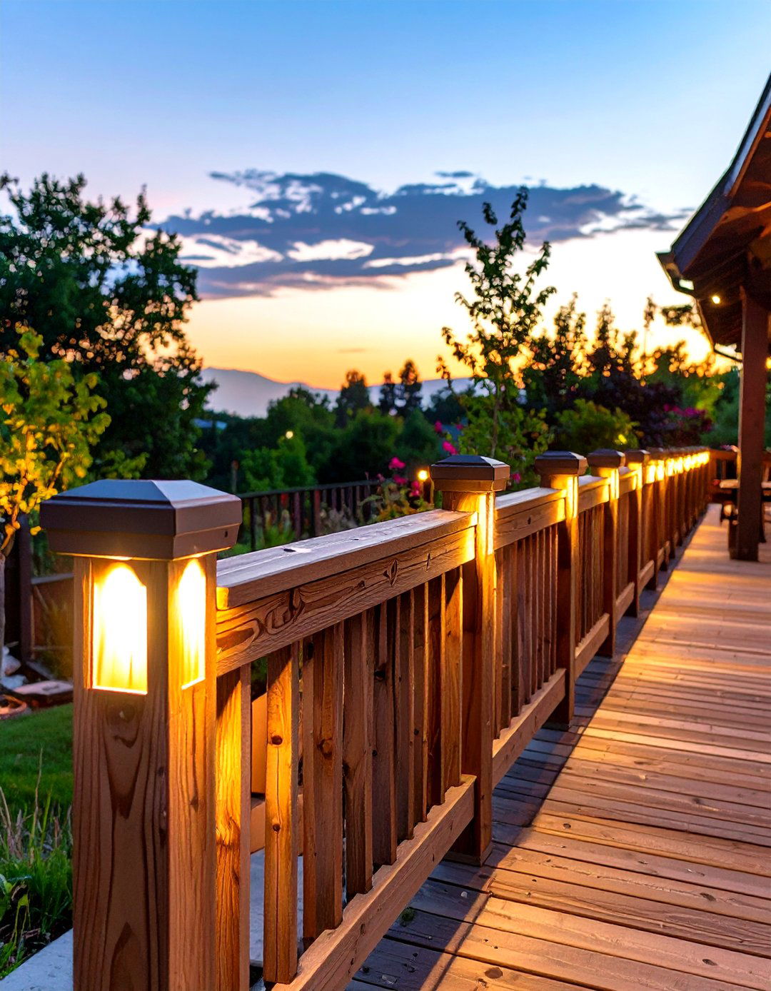 Solar Light Post Cap Railing - 30 cheap deck railing ideas