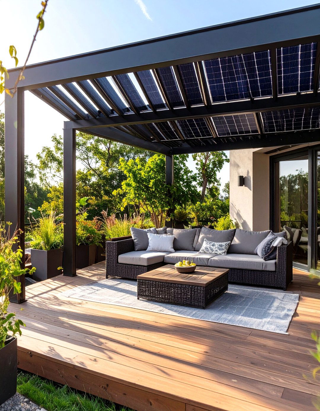 Solar Panel Pergola Roof - 30 deck covering ideas