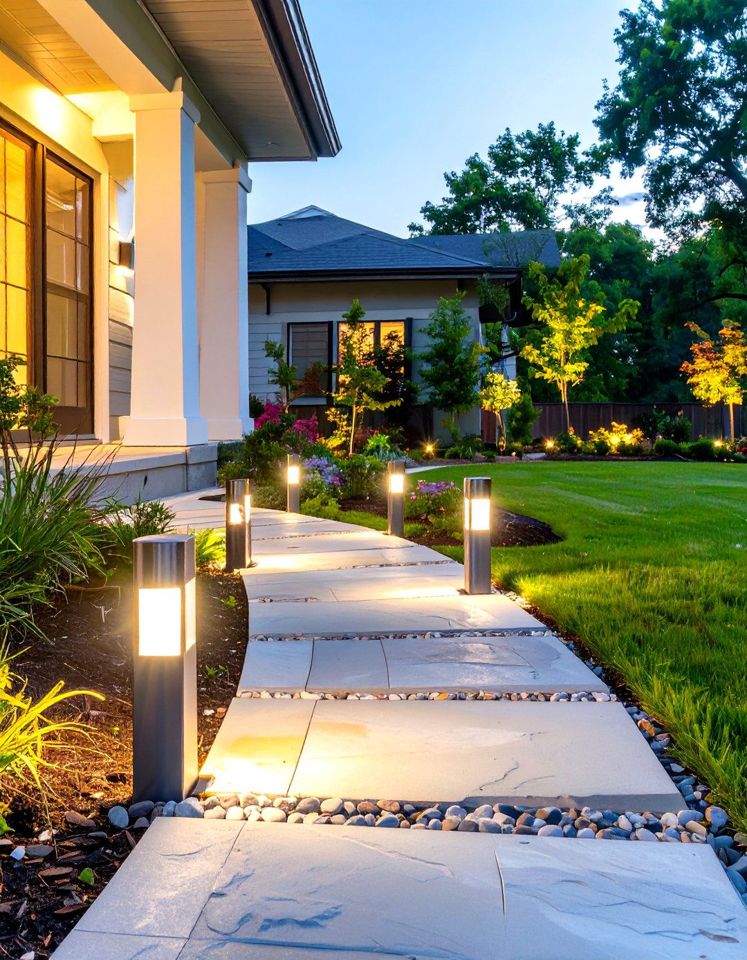 Solar Pathway Lighting - 30 simple front yard landscaping ideas