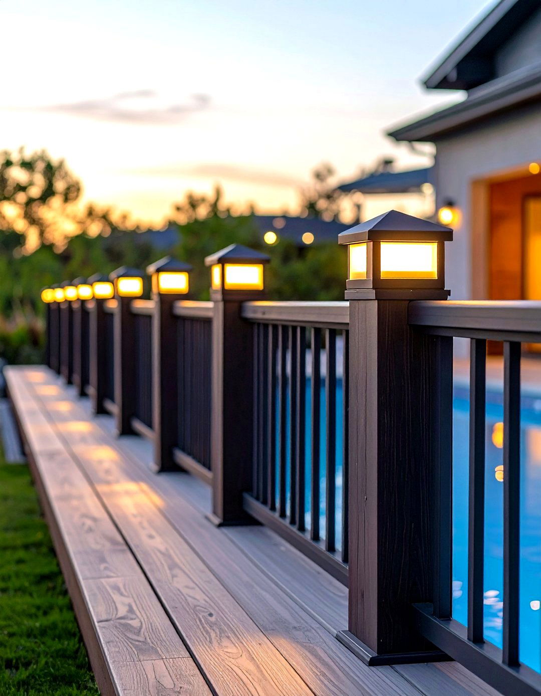 Solar Post Cap Light Railing - 30 pool deck railing ideas