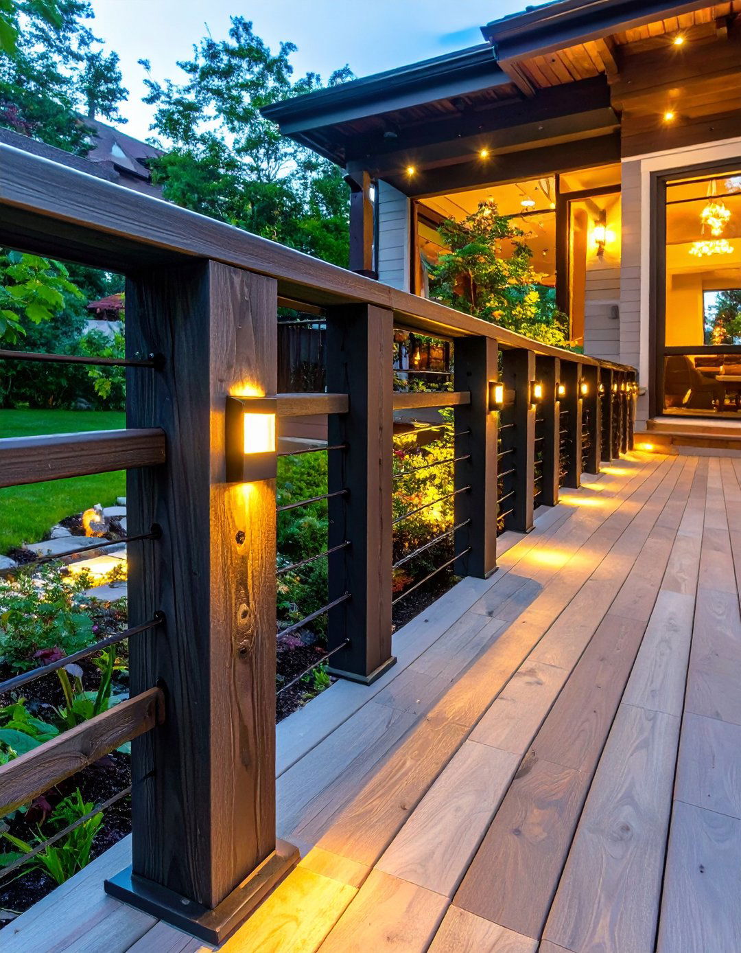 Solar Post Cap Lighting Railing - 30 modern deck railing ideas