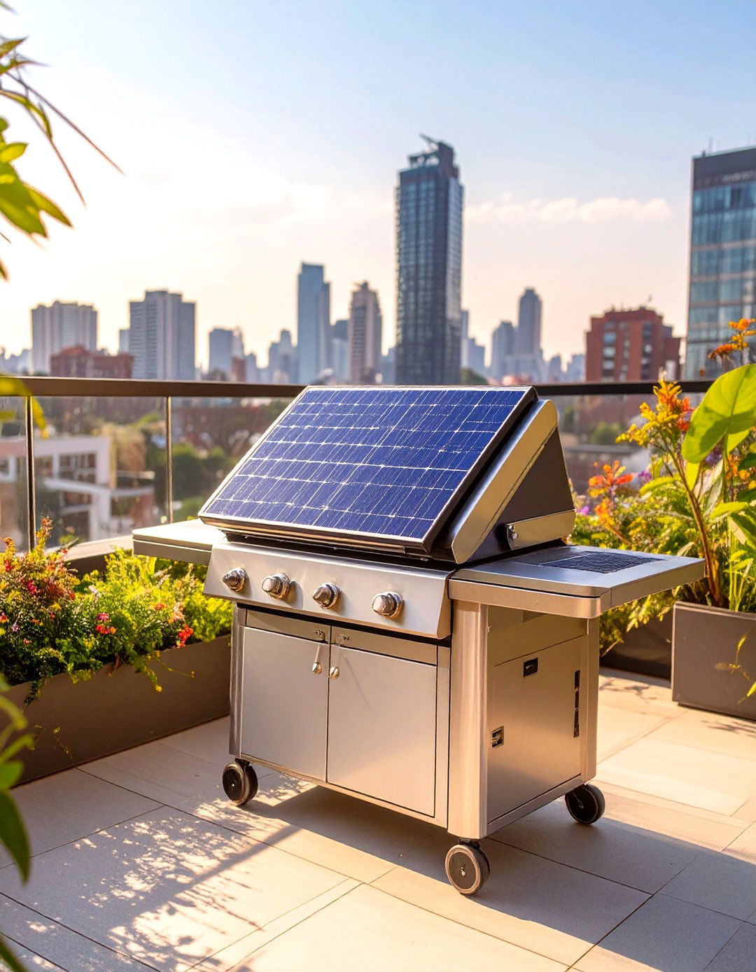 Solar Powered Electric Grill - 30 small patio grill ideas