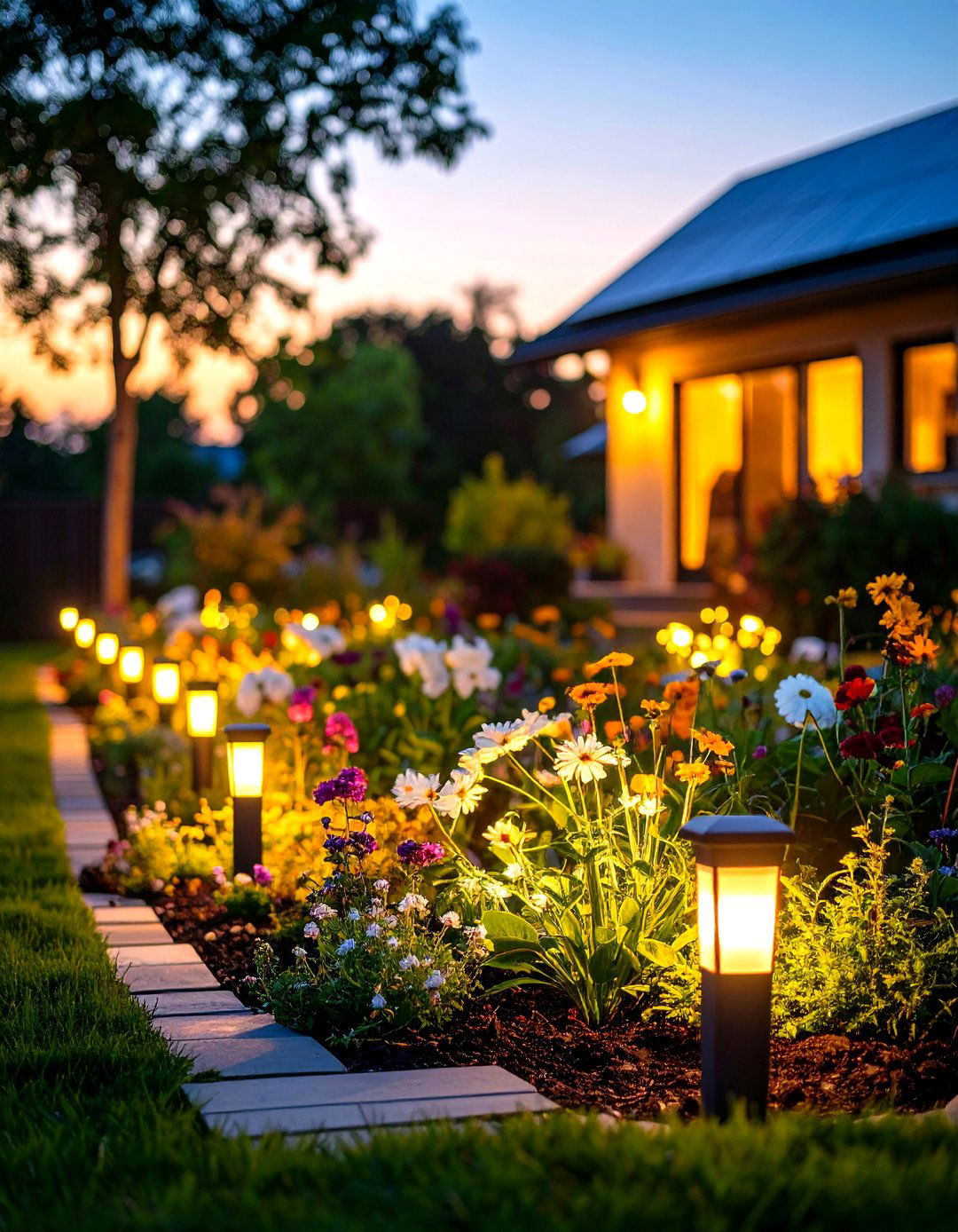 Solar Powered Garden Accents - 30 front yard lighting ideas