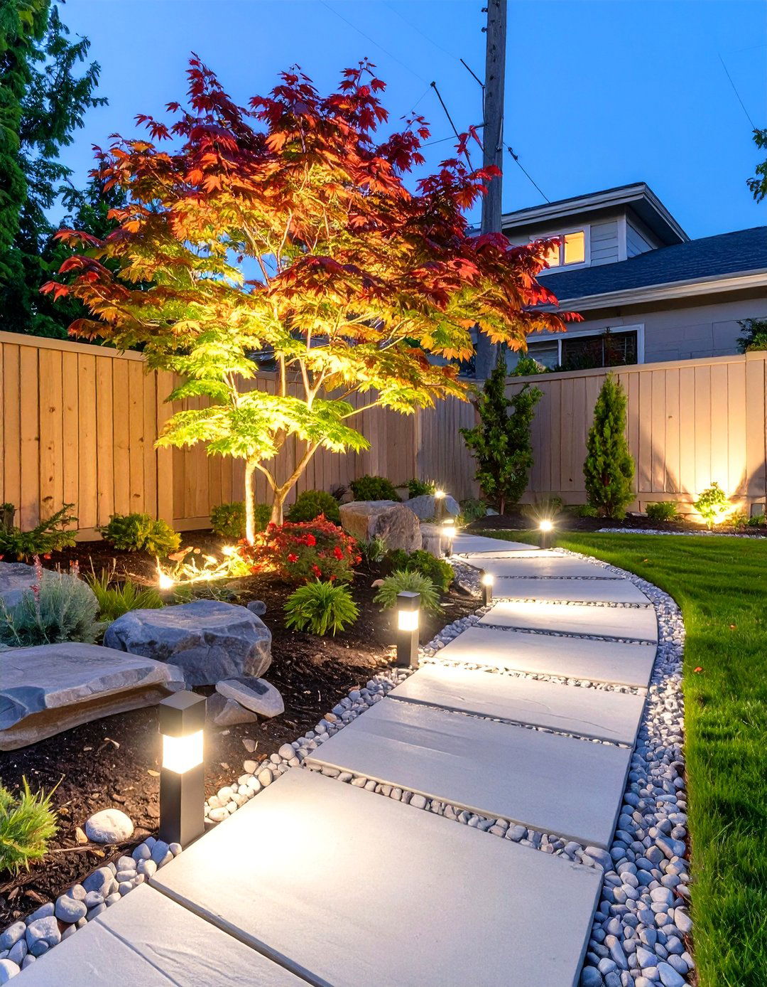 Solar Powered Landscape Lighting - 30 small backyard landscape ideas