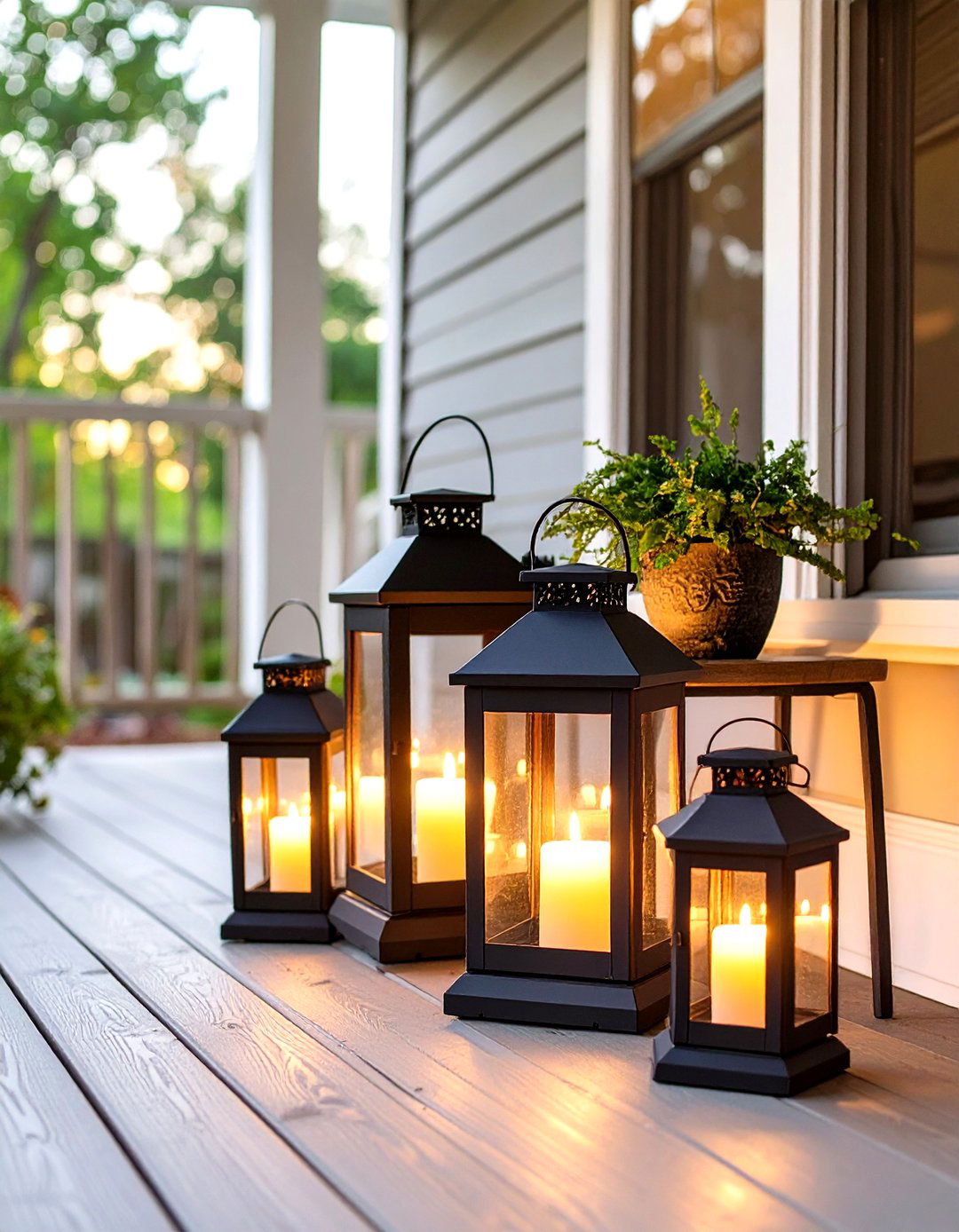 Solar Powered Lanterns for a Small Porch - 30 small back porch ideas