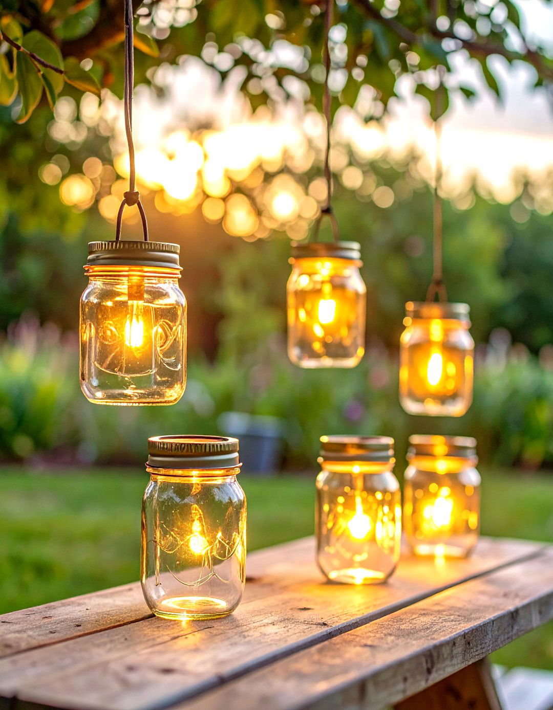 Solar Powered Mason Jar Lights - 30 simple garden ideas