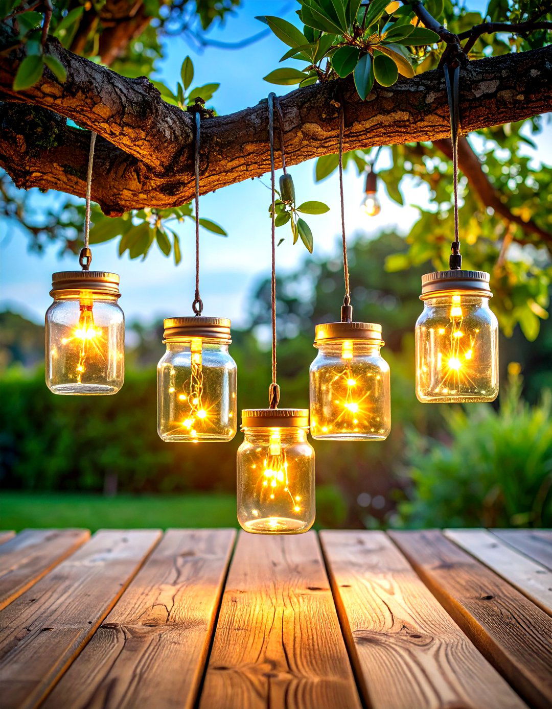 Solar Powered Mason Jar Patio Lights - 30 patio light ideas