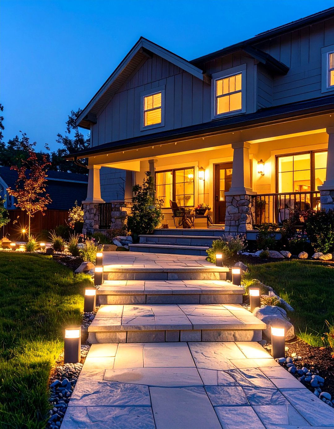 Solar Powered Path Lights - 30 porch decor ideas