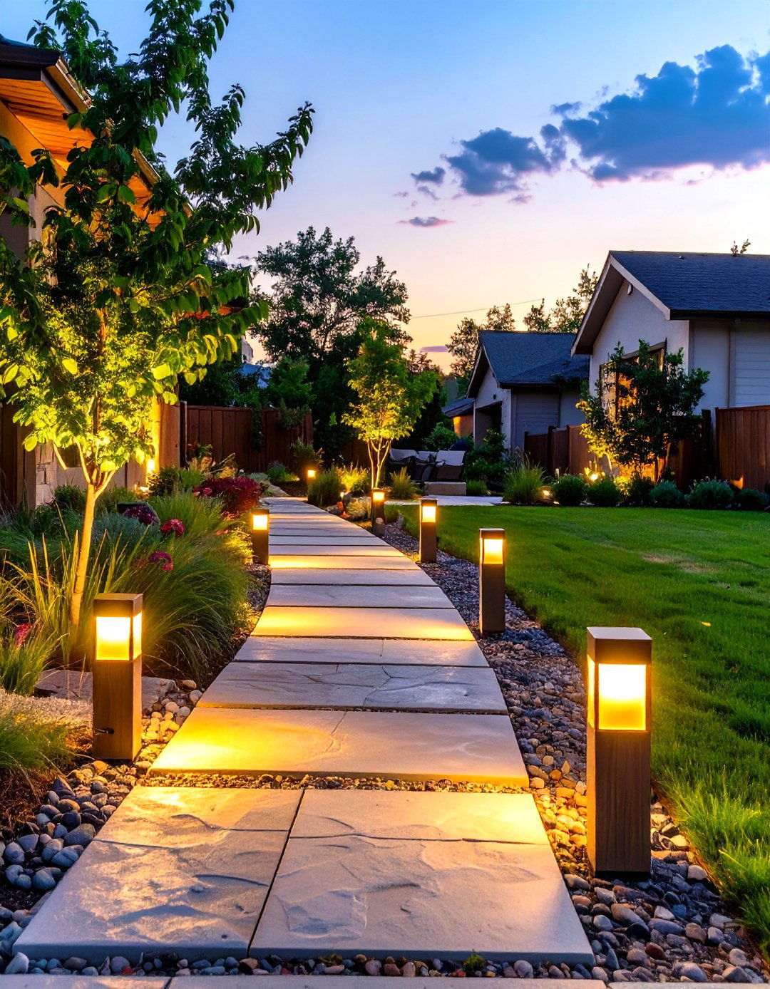 Solar Powered Pathway Lights - 30 small front yard landscaping ideas