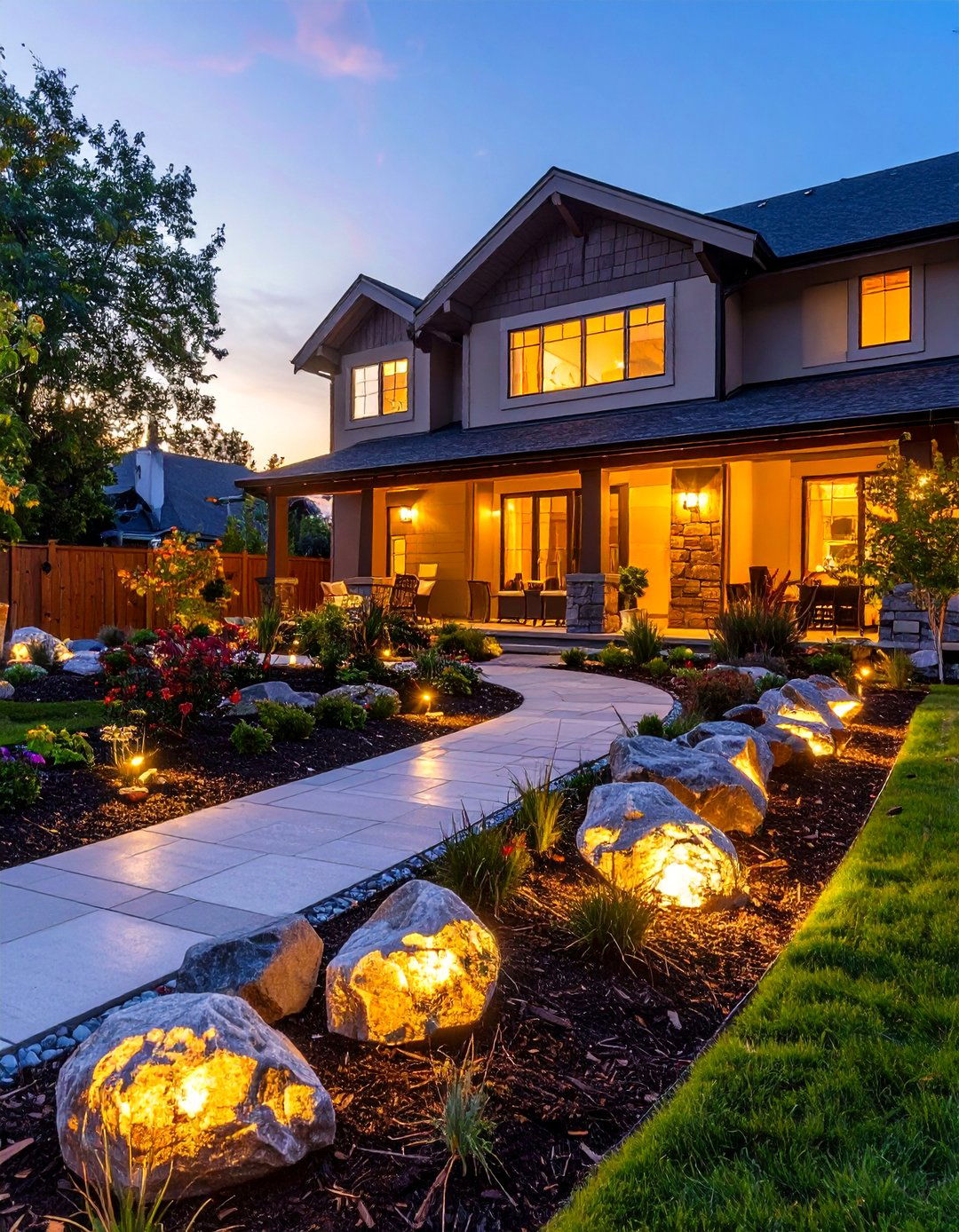 Solar Powered Rock Lights - 30 patio light ideas