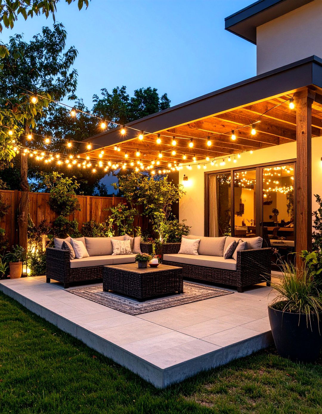 Solar Powered String Lighting for a Budget Patio - 30 patio ideas on a budget