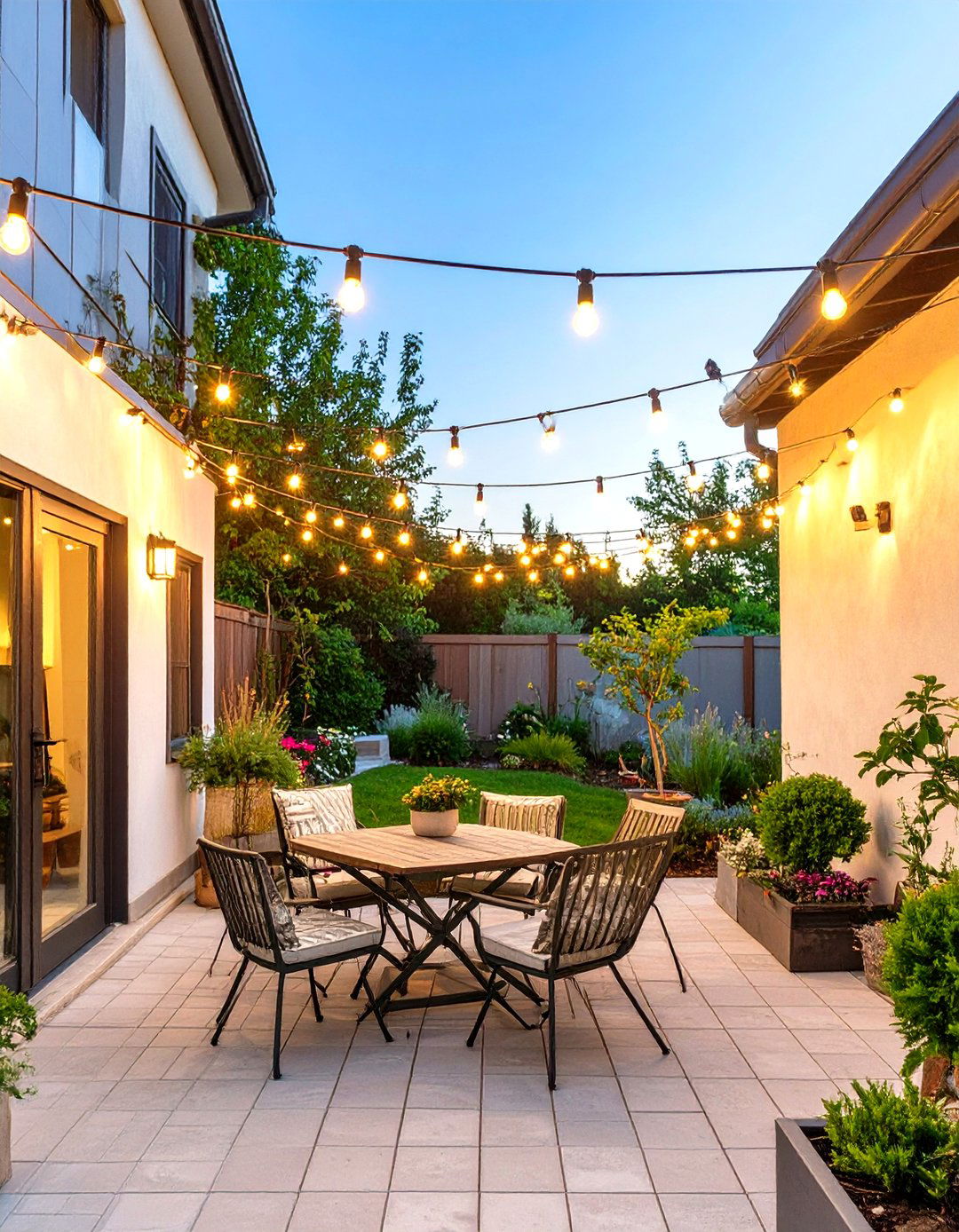 Solar Powered String Lights for Small Patio Ambiance - 30 small patio ideas on a budget