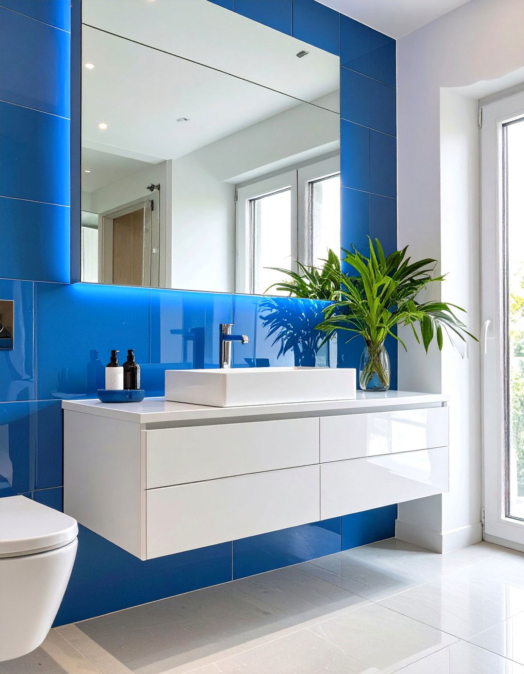 Solid Color Glass Sheet Bathroom Backsplash - 30 bathroom vanity backsplash ideas