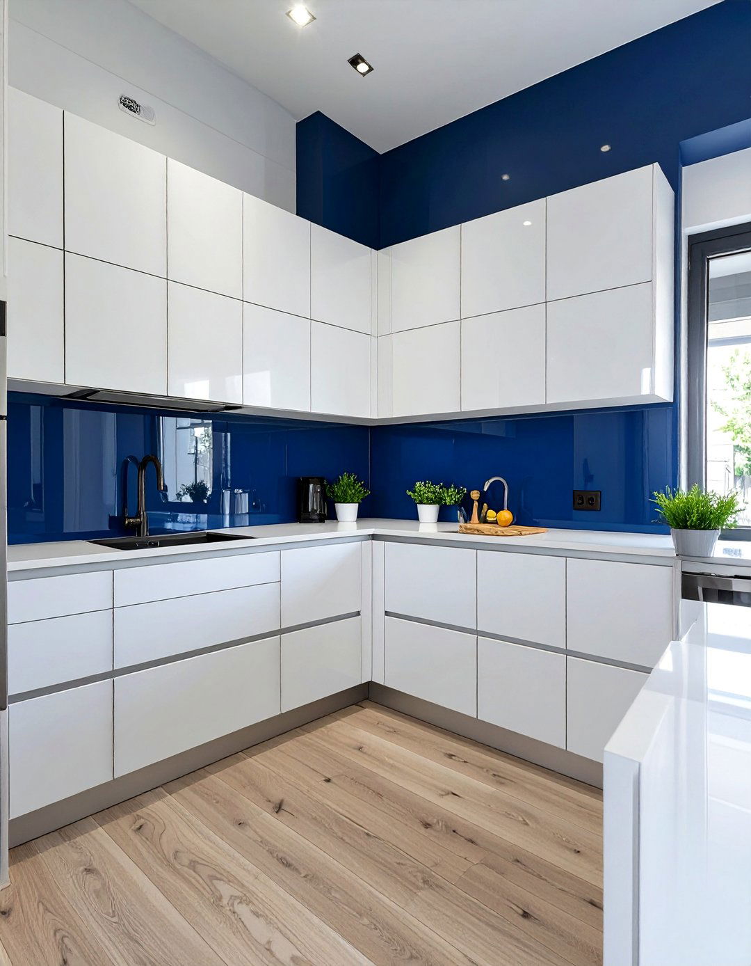 Solid Color Painted Backsplash - 30 backsplash ideas for white cabinets and quartz countertops