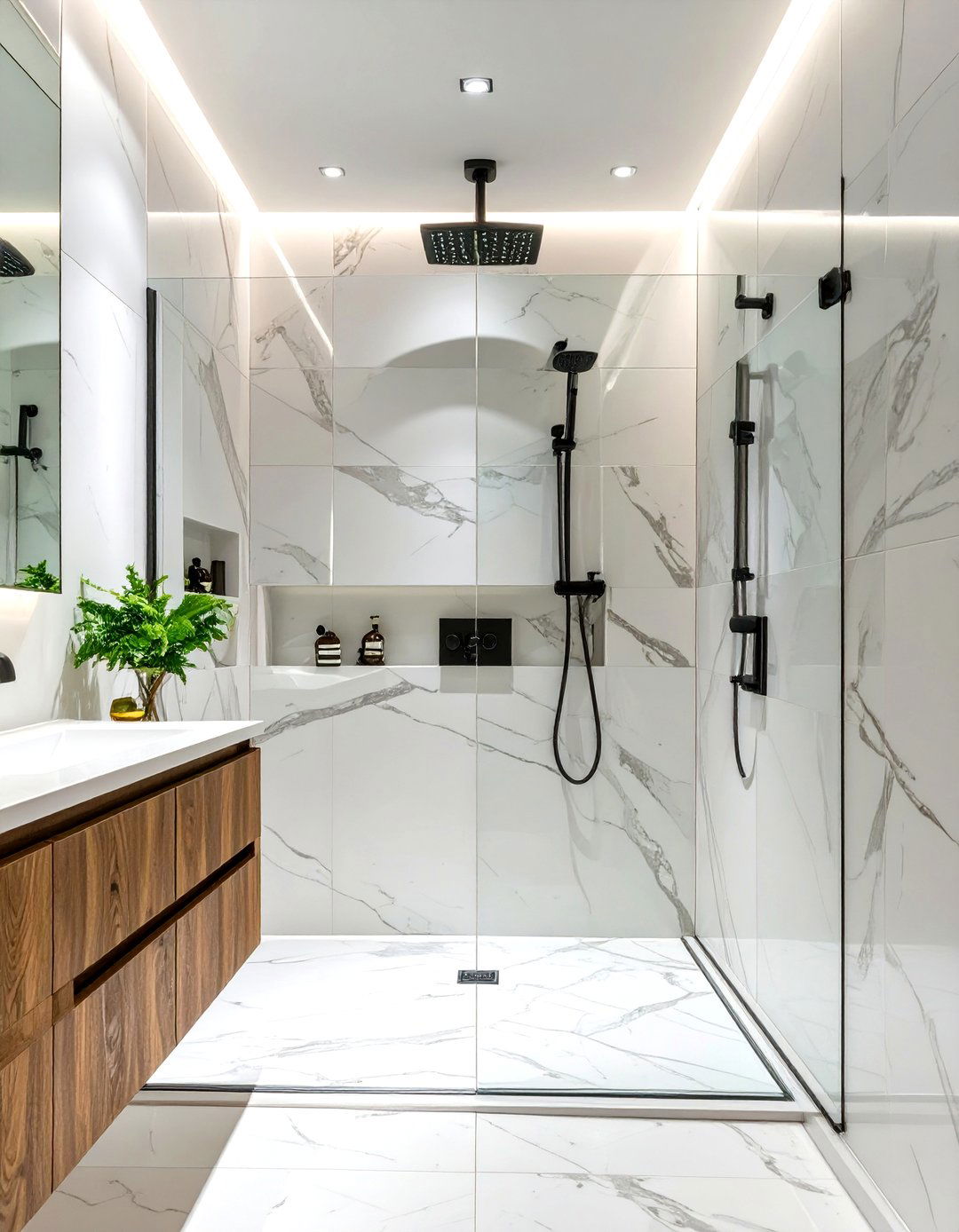 Solid Color Slab Shower Walls - 30 shower bathroom tile ideas