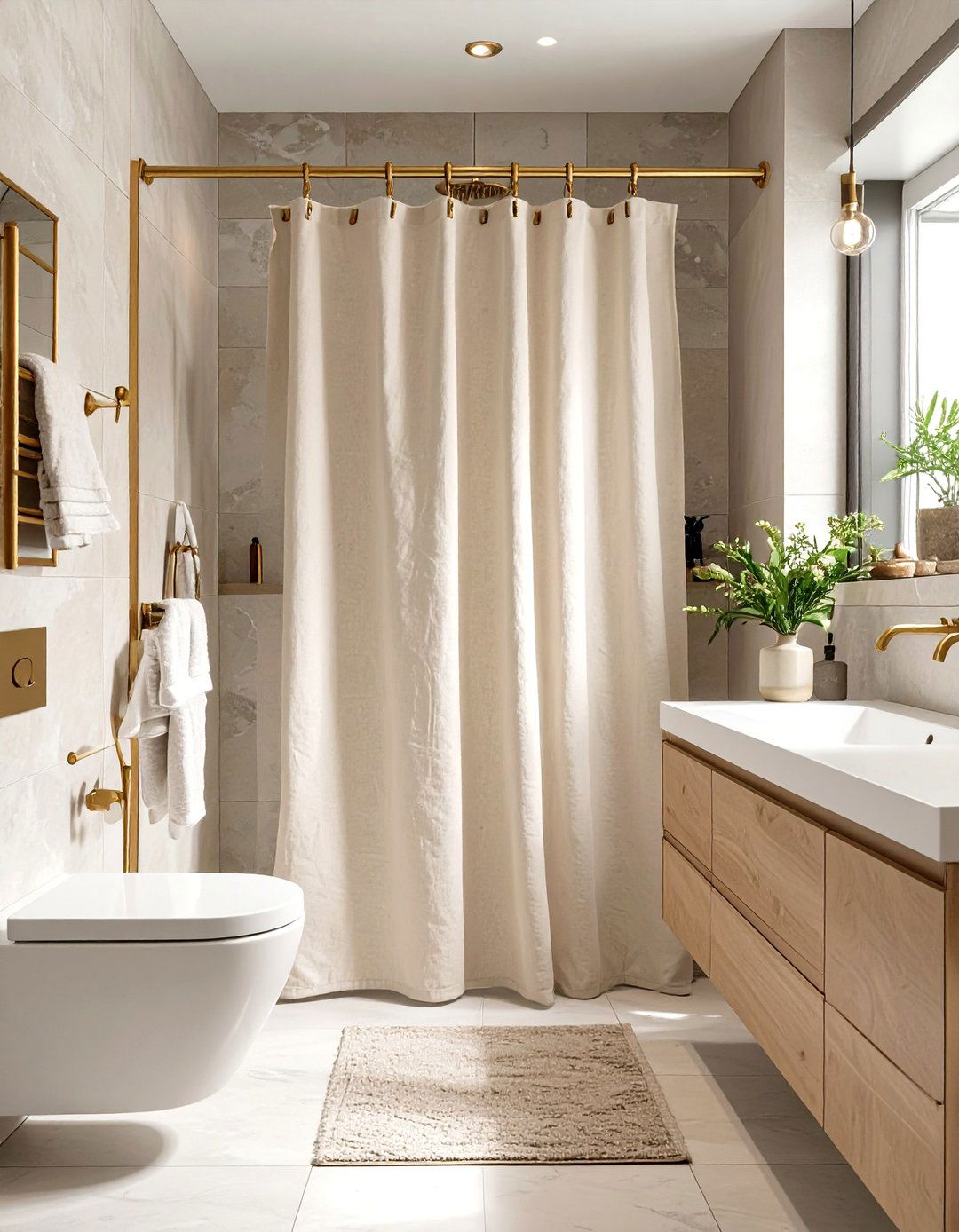 Solid Linen Fabric Shower Curtain - 30 shower curtain ideas