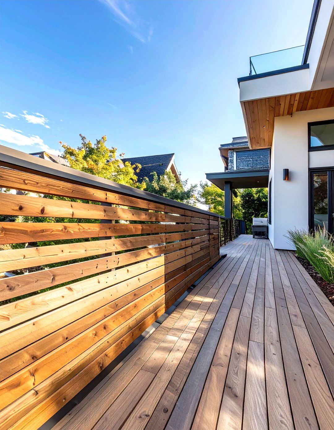 Solid Panel Wood Deck Railing - 30 wood deck deck railing ideas