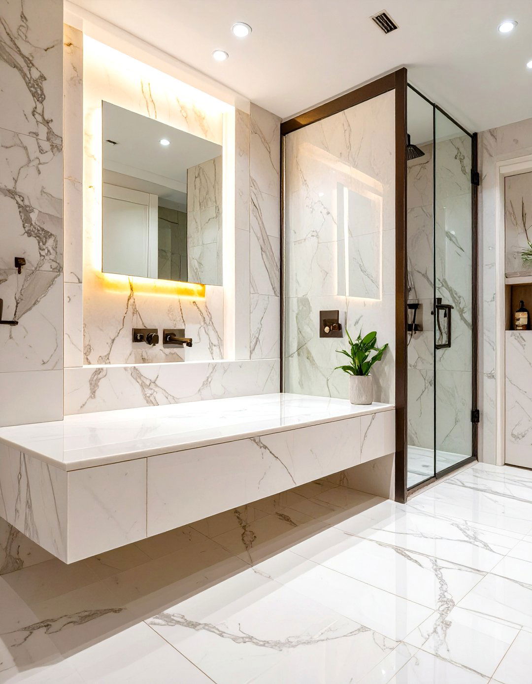Solid Quartz Slab Shower Bench - 30 shower bench ideas