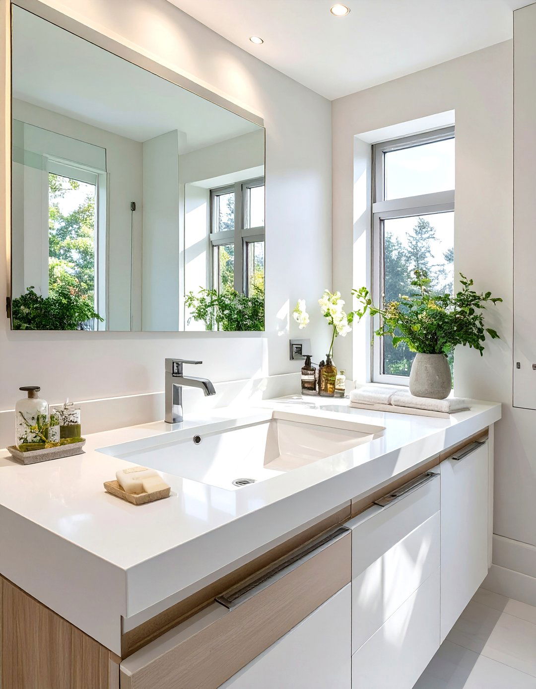 Solid Surface Integrated Sloping Sink - 30 small bathroom sink ideas