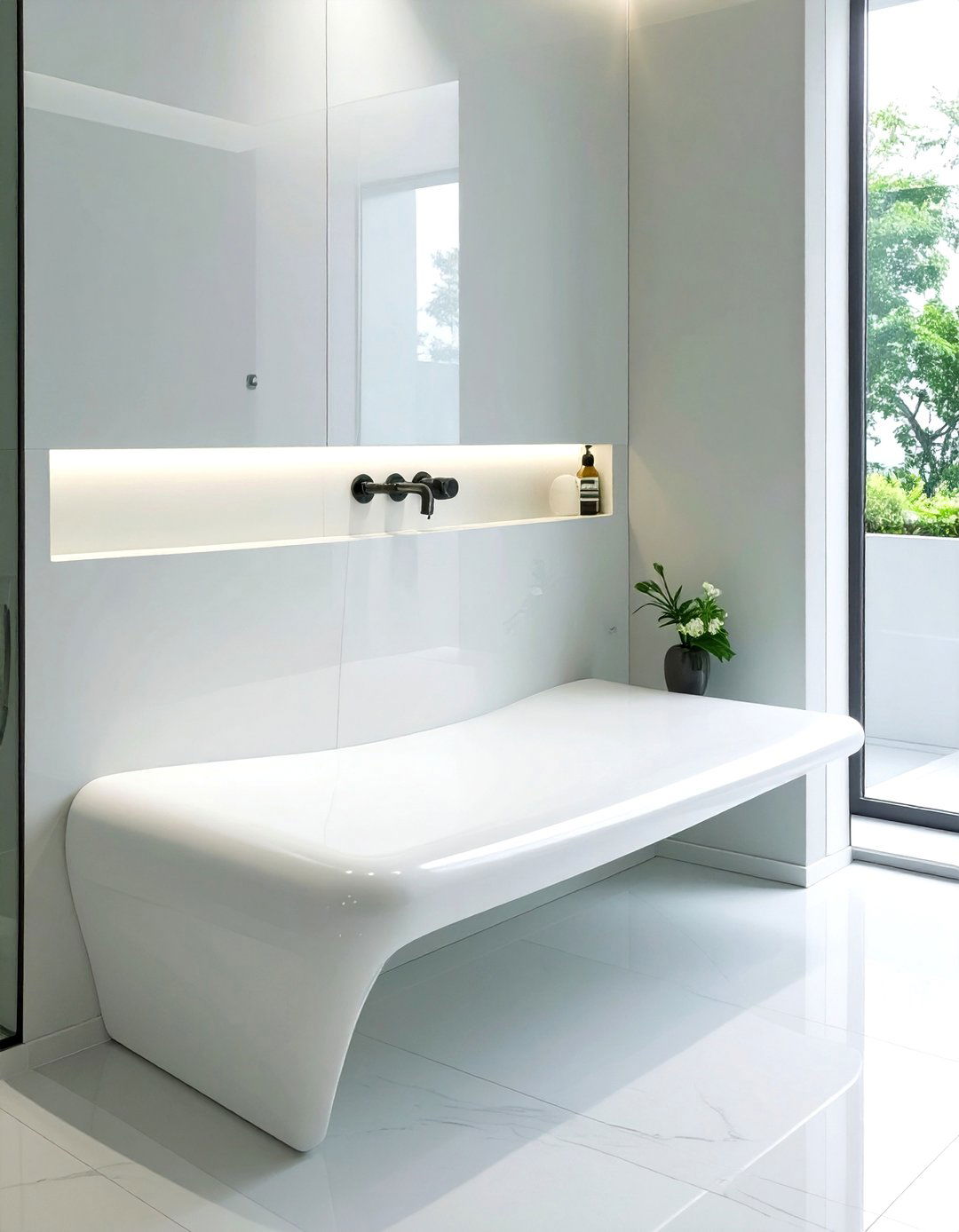 Solid Surface Shower Bench - 30 shower bench ideas