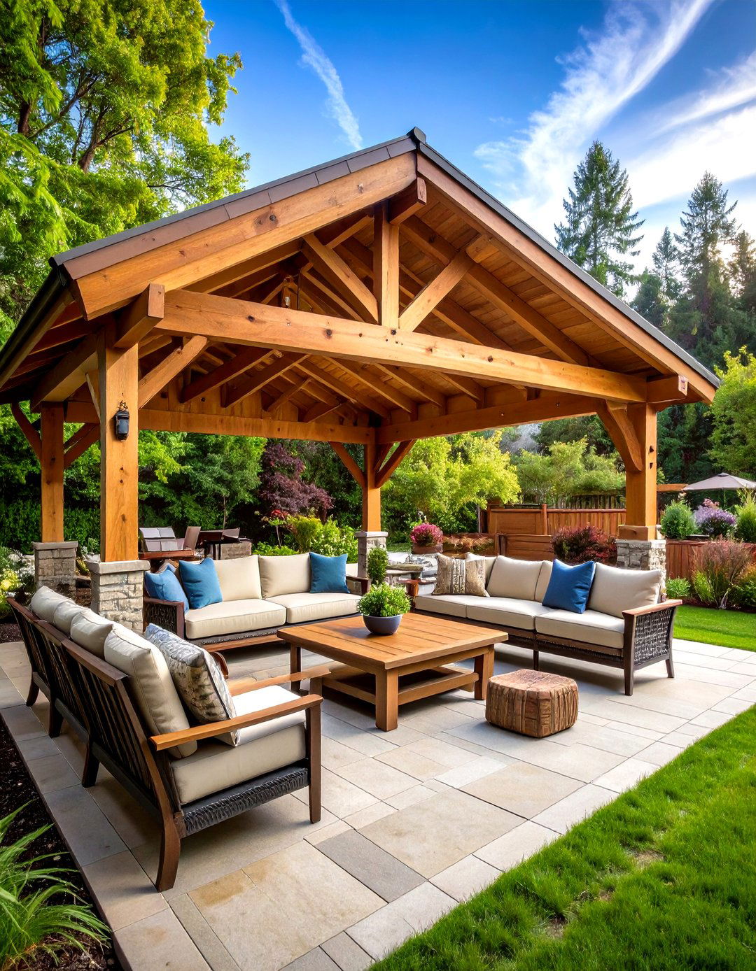 Solid Wood Beam Patio Roof - 30 patio roof ideas