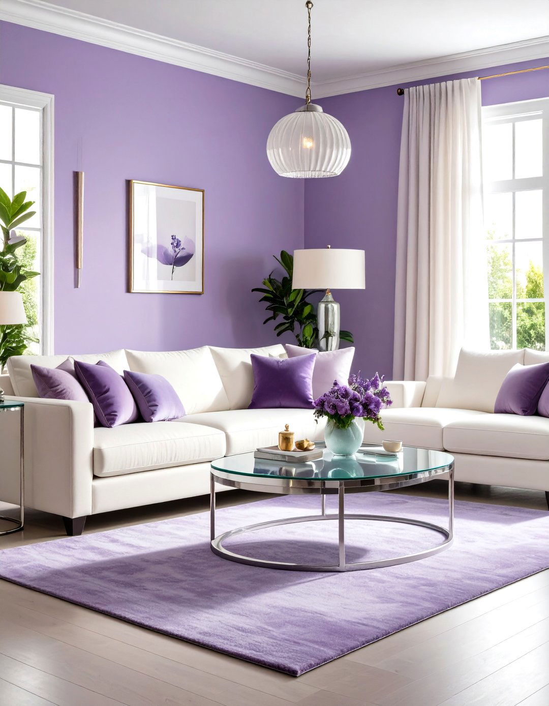 Soothing Lavender Living Room - 30 living room painting ideas