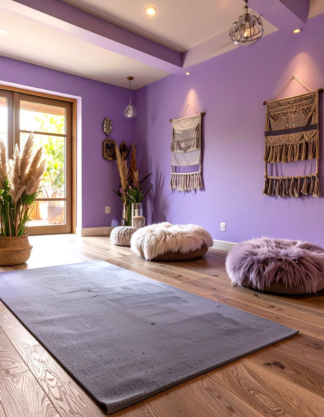 Soothing Lavender and Dove Gray Basement - 30 modern basement color ideas decorating