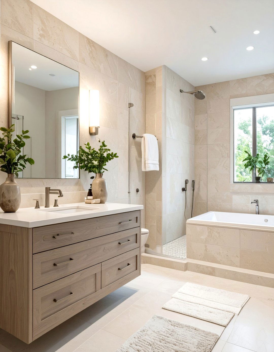 Soothing Limestone Bathroom Walls - 30 bathroom wall tile ideas