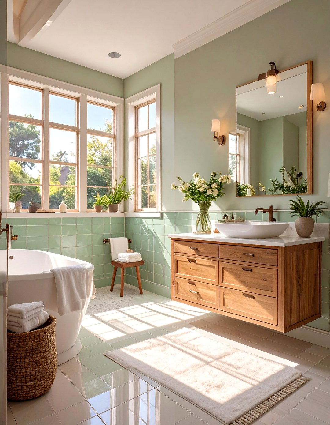 Soothing Solid Color Bathroom Tiles - 30 bathroom tile paint ideas