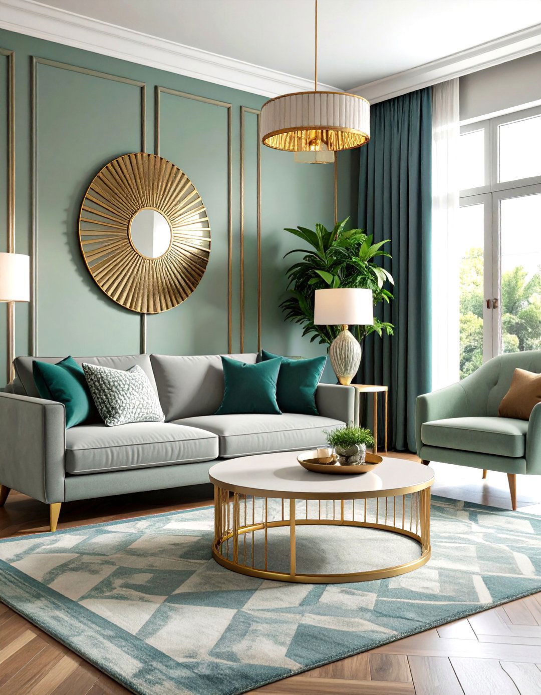 Sophisticated Art Deco Living Room - 30 light grey couch living room ideas