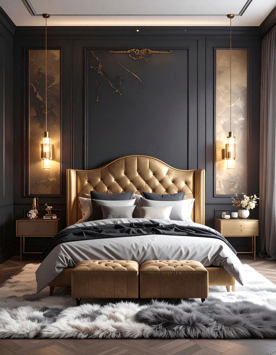 Sophisticated Black and Gold Bedroom - 30 color ideas for bedroom