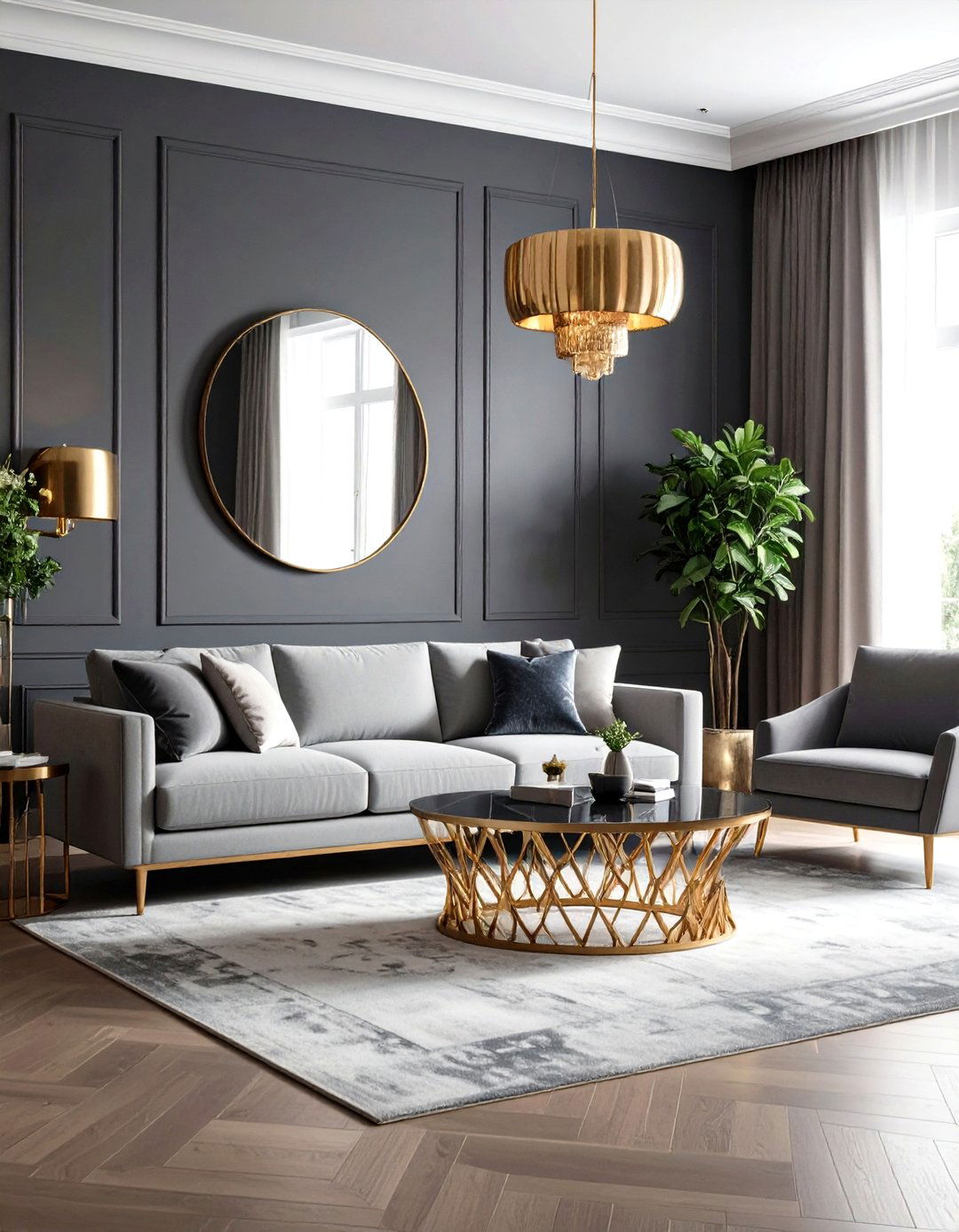 Sophisticated Charcoal Gray Living Room - 30 living room painting ideas