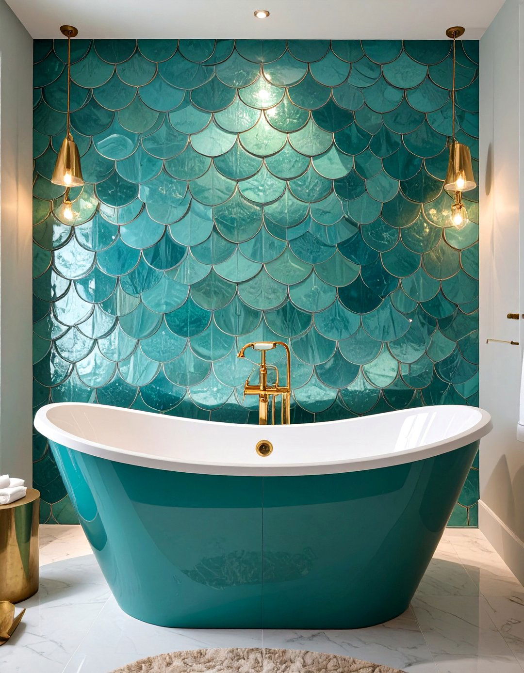 Sophisticated Fish Scale Tile Bathroom - 30 bathroom wall tile ideas