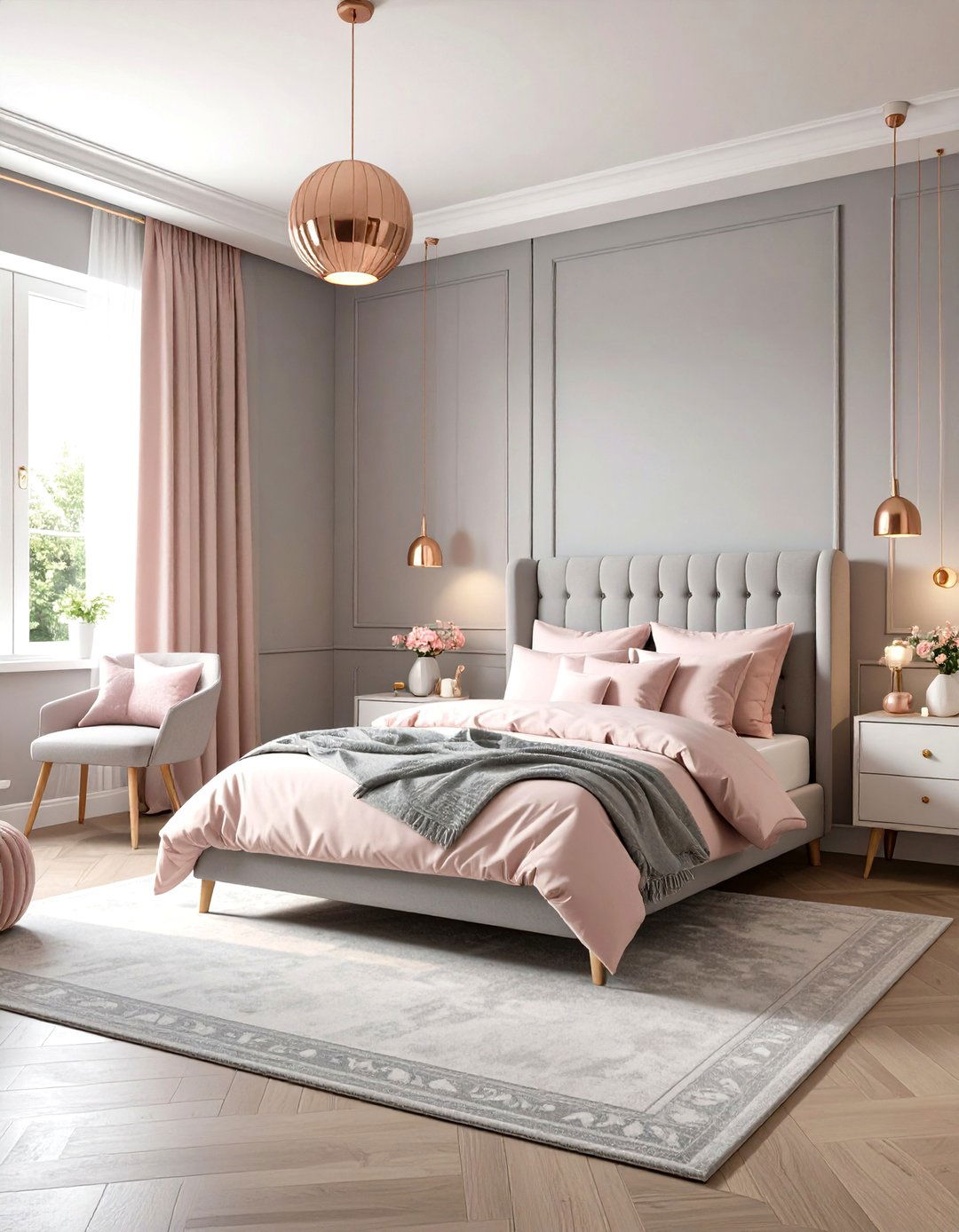 Sophisticated Gray and Pink Bedroom - 30 little girls room ideas