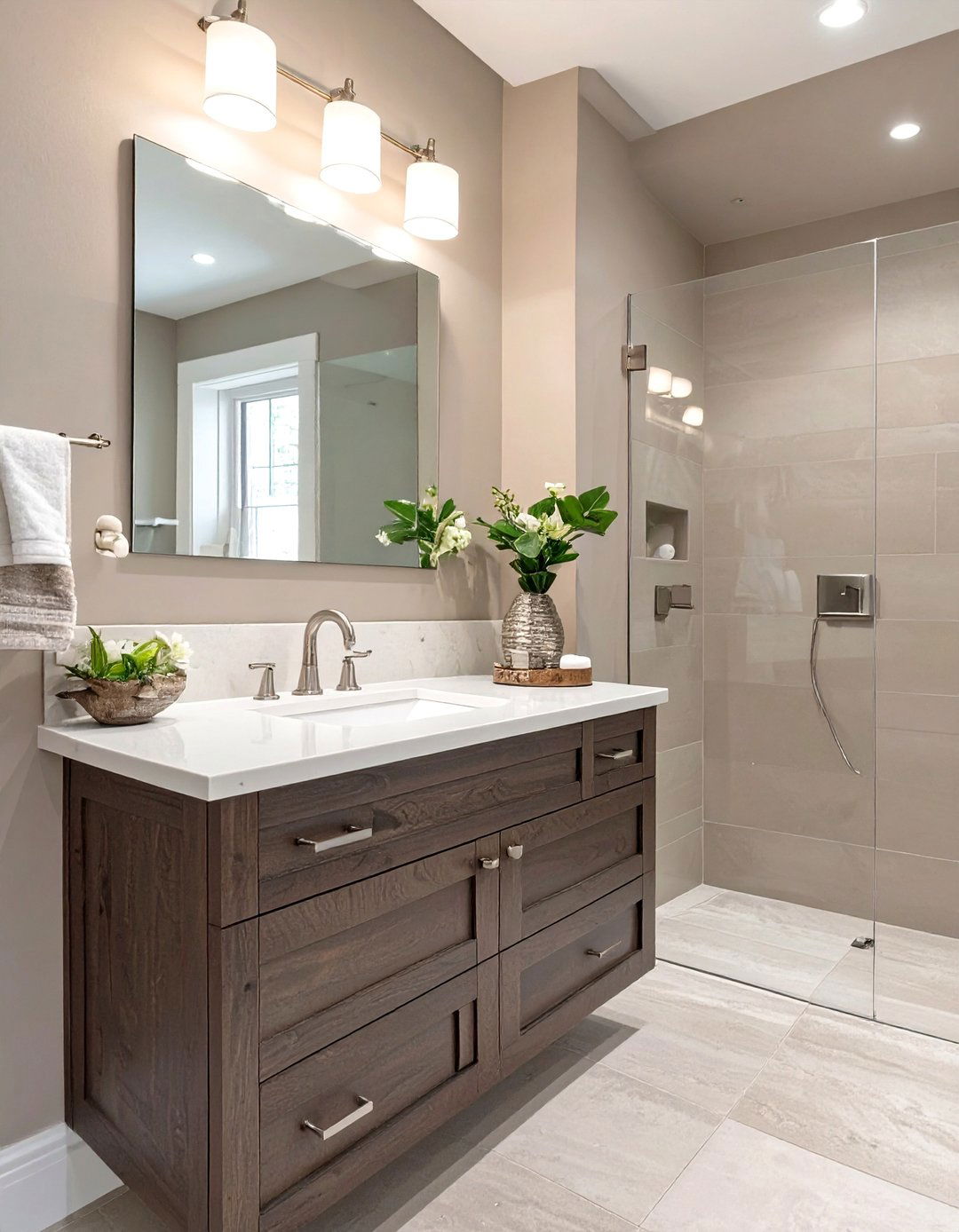 Sophisticated Greige Bathroom - 30 bathroom wall paint ideas