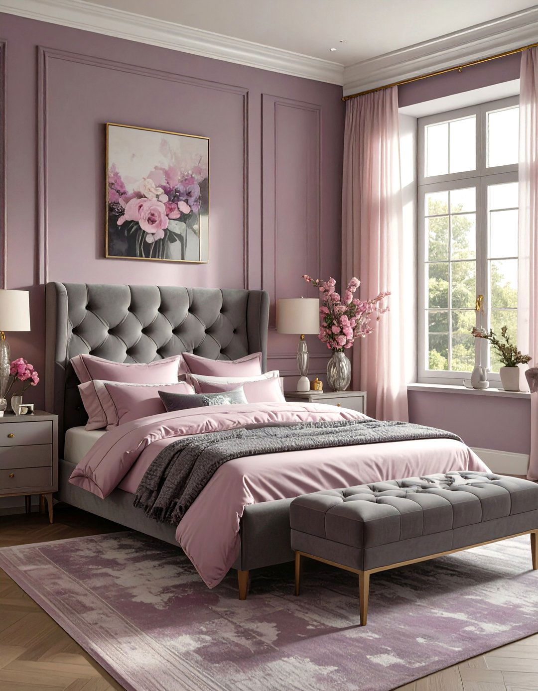 Sophisticated Mauve and Gray Bedroom - 30 luxury pink girl bedroom design ideas